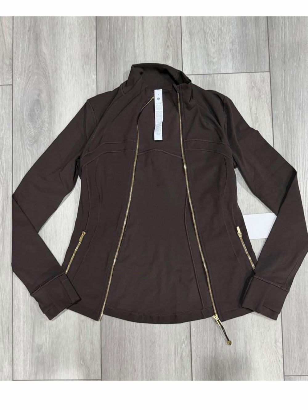 lululemon Define Jacket Nulu in Mahogany Muse Brown with Gold Accent Zippers. - Picture 8 of 11
